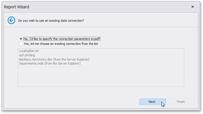 Select a Data Connection | Reports Documentation